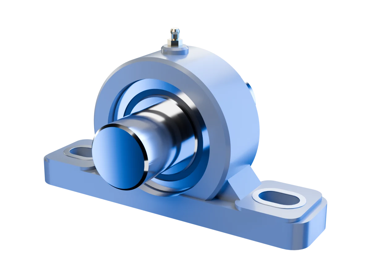 Mounted ball bearing in a cast-iron pillow block housing